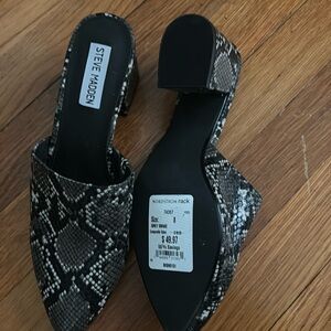 Never worn open back black pattern shoes